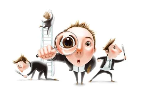 Busy businessman looking for something Stock Illustration