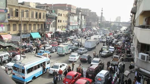 Busy Cairo street Stockbeeldmateriaal 8835367