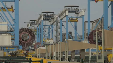 Busy Cargo Container Port Stock Footage 63086474