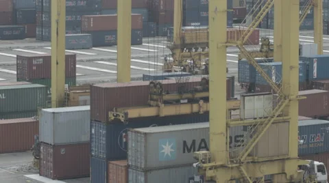 Busy Cargo Container Port Stock Footage 64278888