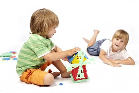 Busy children in studio Stock Photos