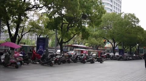 Busy China Sidewalk Video stock 23819783