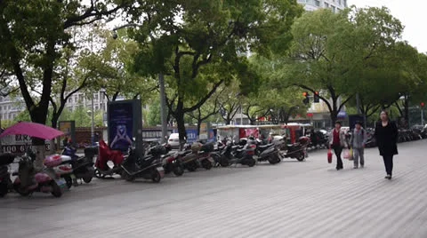 Busy China Sidewalk Video stock 23820779