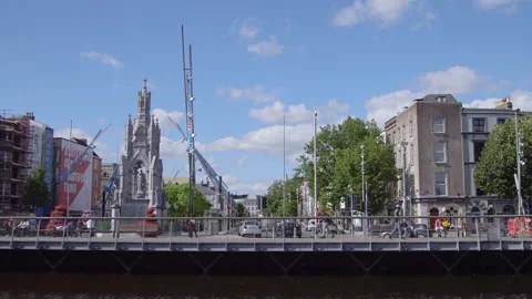 Busy city beside river Video stock 235437779