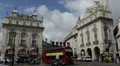 Busy City Piccadilly Circus London Double Decker Bus Passing Car Traffic Sunny HD Footage