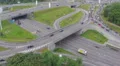 Busy city road junction, heavy traffic jam, rush hour aerial HD Footage