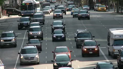 Busy City Street in Downtown Los Angeles. Daytime Stock Footage