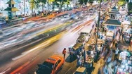 Busy City Street At Night In Bangkok Thailand Cinemagraph Stock Footage