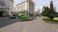 Busy city traffic in Bilbao city center, buses and cars driving near main square HD Footage