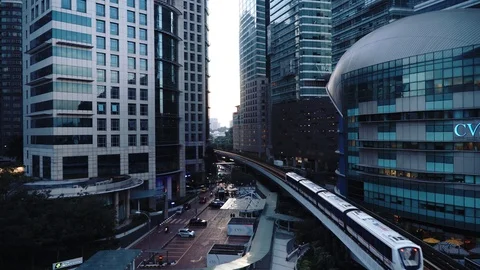Busy cityscape at night. Crowd and vehicles in the city. Stock Footage 101062516