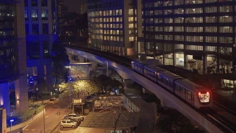Busy cityscape at night. Crowd and vehicles in the city. Stock Footage 101062520