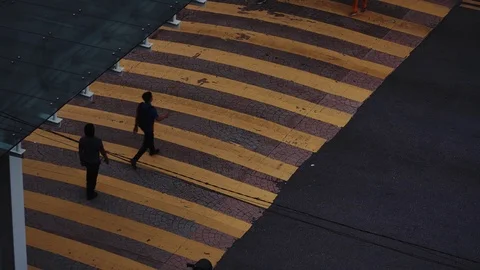 Busy cityscape at night. Crowd and vehicles in the city. Stock Footage 101062690