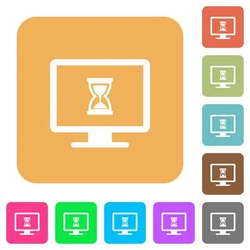 Busy computer rounded square flat icons Stock Illustration