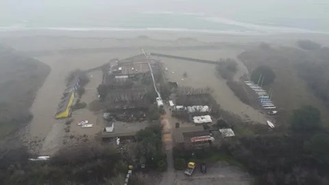 Busy Construction Site on the Adriatic Stock Footage 300878907