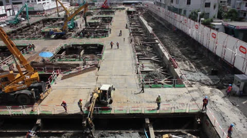 Busy construction site Stock Footage 24866332