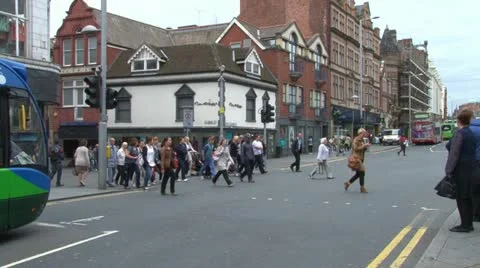 Busy Crosswalk Stock Footage 18009053