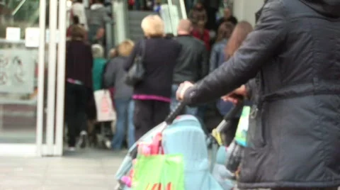 Busy crowd go into mall- time lapse Stock Footage 876587