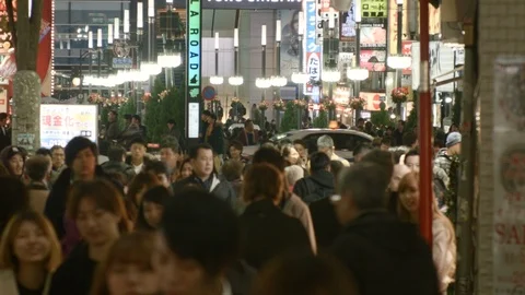 BUSY CROWD TRAFFIC IN KABUKICHO, TOKYO, JAPAN Stock Footage