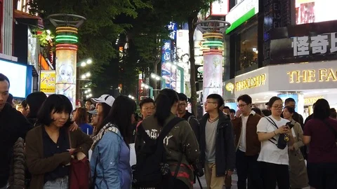 Busy Crowd at Ximending Video stock 106707169