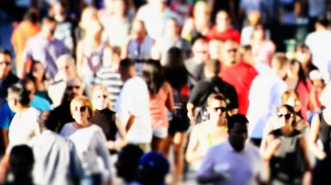 Busy Crowded Metropolitan Sidewalk Stock Footage 31474744