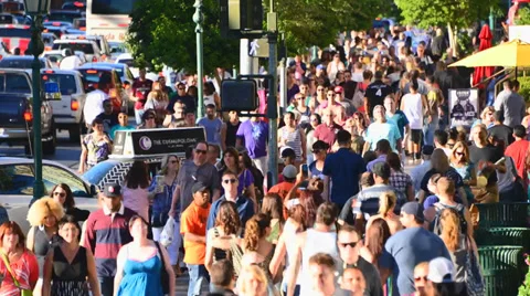 Busy Crowded Metropolitan Sidewalk - Time Lapse Stock Footage 31480117