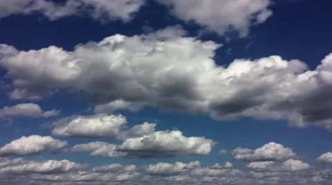 Busy cumulus cloud layers rolling left to right (2160p 25fps) Video stock 68402799