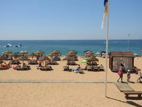Busy day at the beach Stock Photos