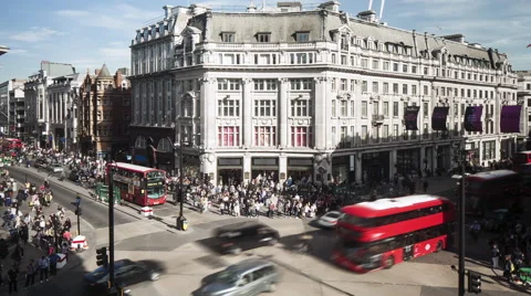 Busy Day at London's Oxford Circus Stock Footage