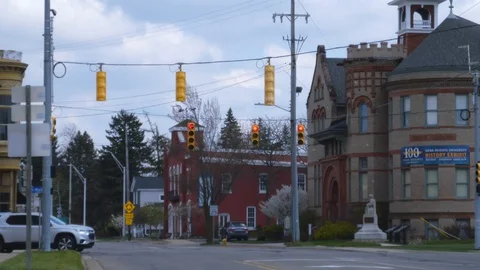 Busy Downtown Intersection 4K Stock Footage 129373450