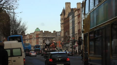 A busy downtown road in Dublin Video stock 44890014