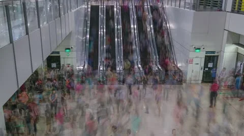 Busy Escalator Stock Footage 11140719