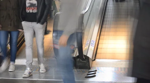 Busy Escalator Stock Footage 49804255