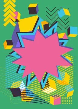 Busy explosion geometric shapes background. Abstract vintage random geometr.. 스톡 일러스트