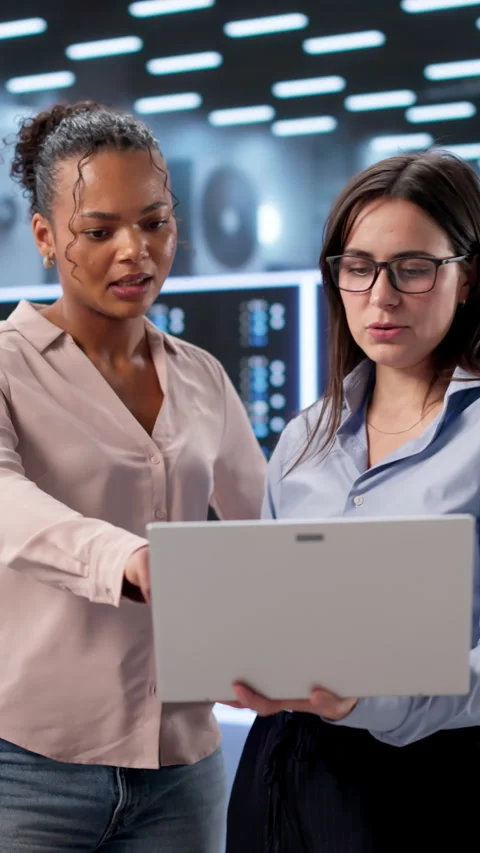 Busy Female Engineer Configuring Servers Stock Footage 328715915