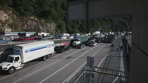 Busy Ferry Terminal at BC Ferries, Horseshoe Bay Ferry Terminal Stock Footage 346570218