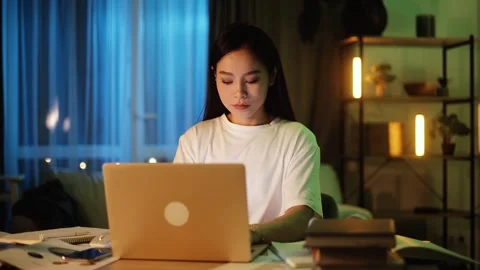 Busy freelancer having distance remote work typing browsing scrolling products Stock Footage 256235248