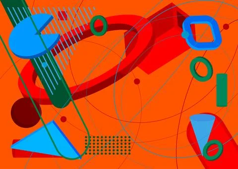 Busy geometric elements poster design. Multicolored geometrical graphic ret.. Stock Illustration