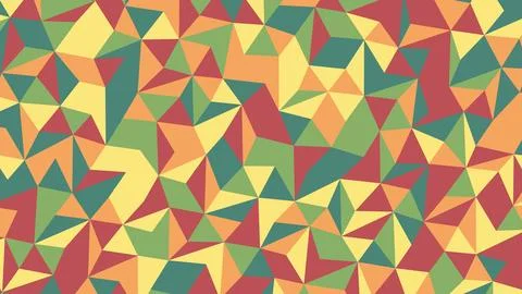 Busy geometric mosaic with irregular triangles in yellow, green, red, and ora Иллюстрация