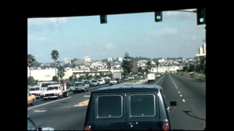Busy Highway in 1980s Stock Footage 276290265