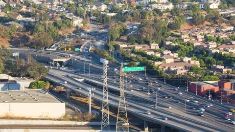 Busy Highway Interchange From Above Video stock 76693151