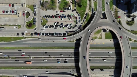 Busy highway interchange Stock Footage 341701538