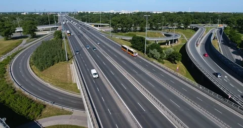 Busy Highway Intersection. Aerial View Stock Footage 90432498