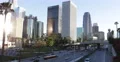 Busy Highway US Freeway Los Angeles Downtown Skyline Corporate Skyscraper Sunset 4k or 4k+ Resolution