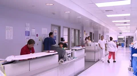 Busy Hospital Hallway Stock Footage