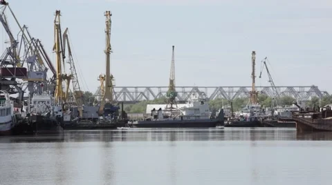 Busy industrial docks 스톡 동영상 42435120