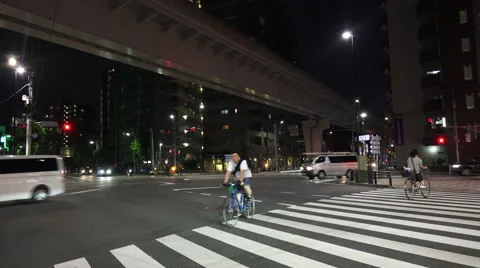 Busy Intersection And Crosswalk Tokyo Japan At Night Stock Footage 50697097