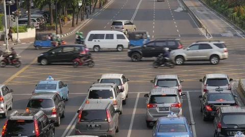 Busy intersection with cars in Jakarta Java Indonesia Stock-Footage 82073328