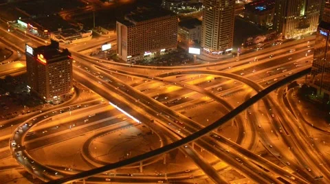 Busy intersection in Dubai UAE Stock Footage 64229569