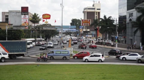 Busy Intersection in El Salvador Stock Footage