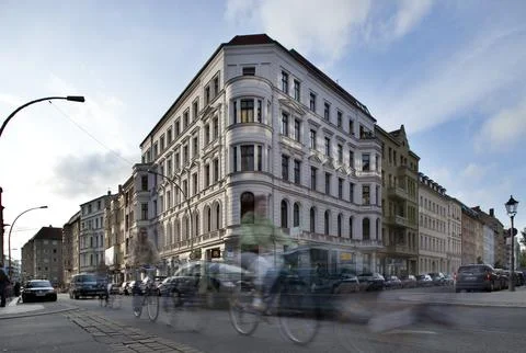 Busy Intersection at Mnz and Max Beer Streets in Mitte, Berlin, Germany Stock Photos